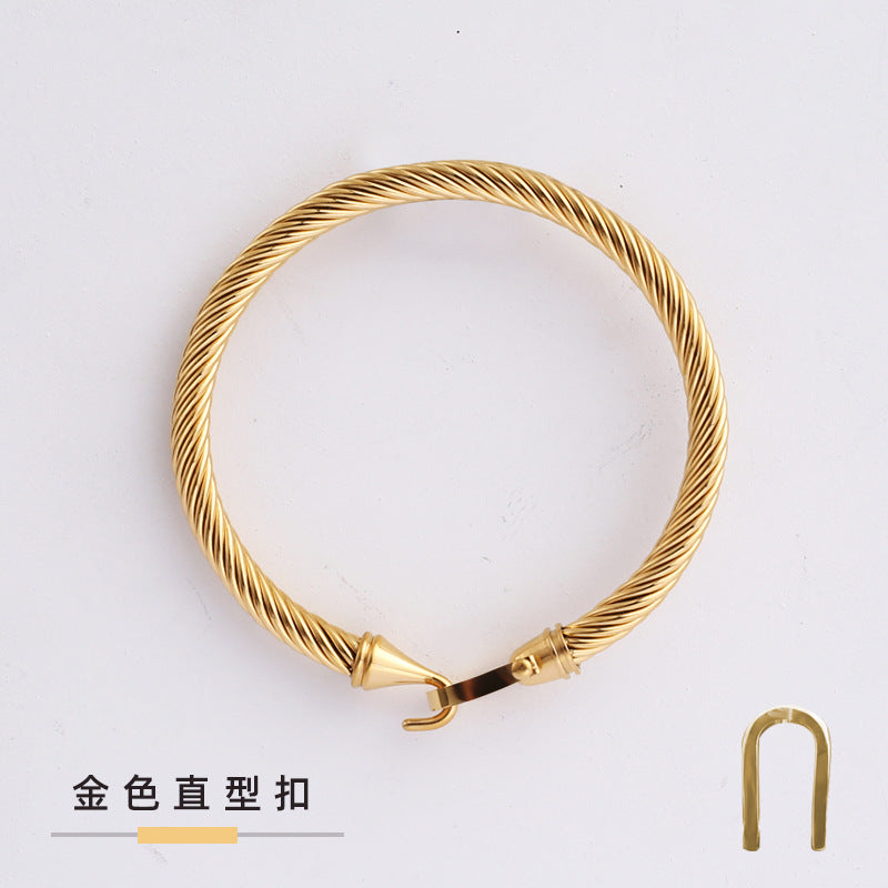Wholesale Horseshoe Buckle Titanium Steel Cable Twisted Wire Bracelet